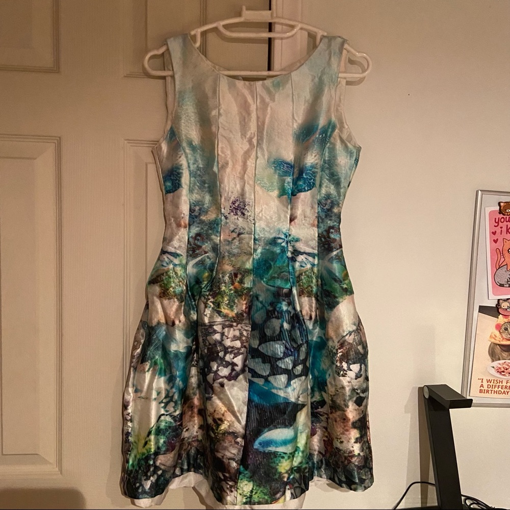 ZARA Satin Multicolor Pearl Dress